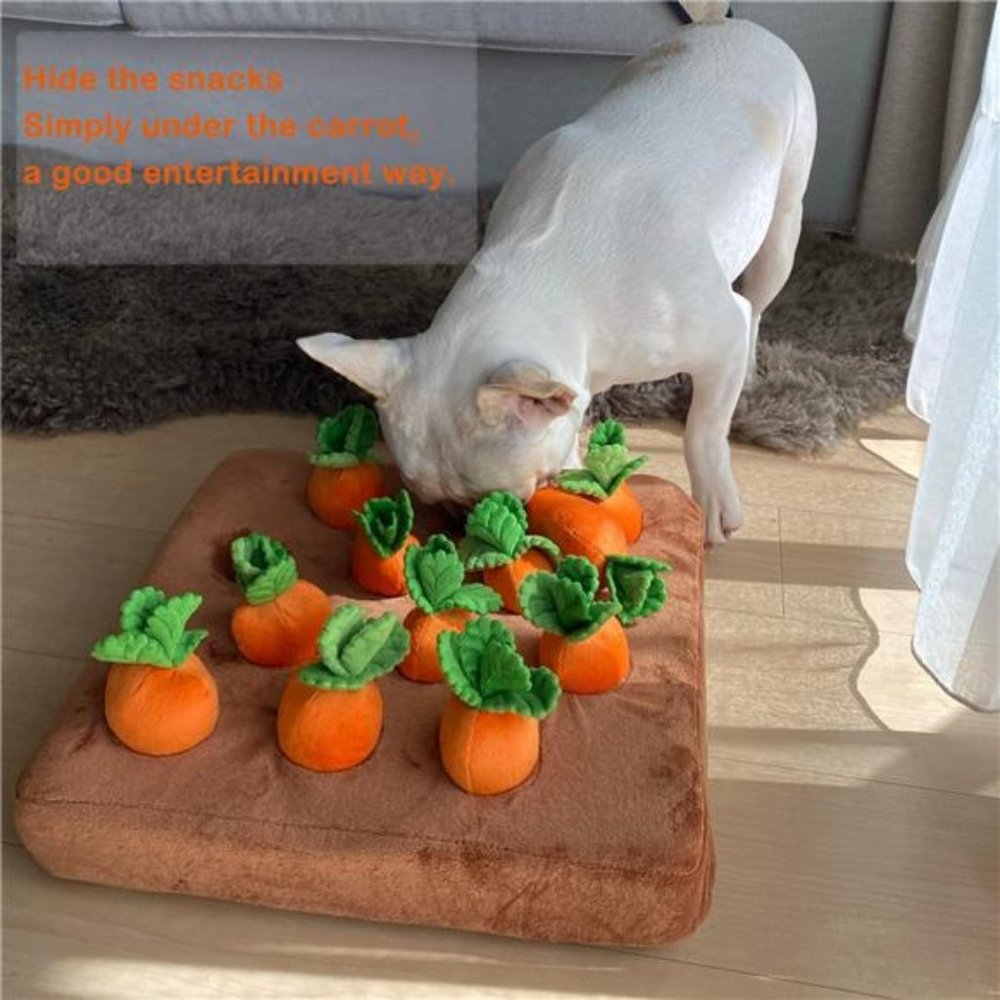 Carrots Dog Interactive Toys Snuffle Mat for Dogs, 13''x13'' Carrot Snuffle Toy - Picture 3 of 5